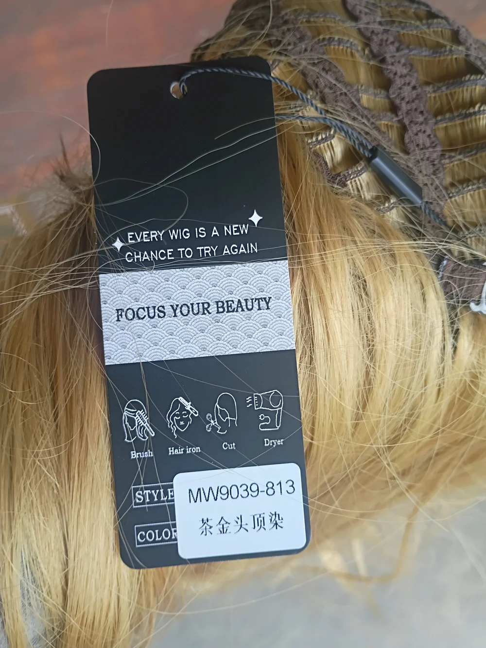 Honey Blonde Rooted Long Layered Women's Wig with Bangs